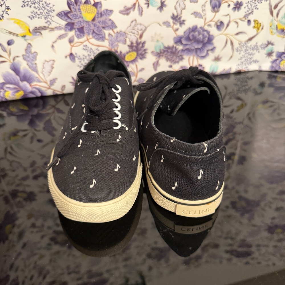 Celine Musical Notes Canvas Sneakers in Black 36 authentic